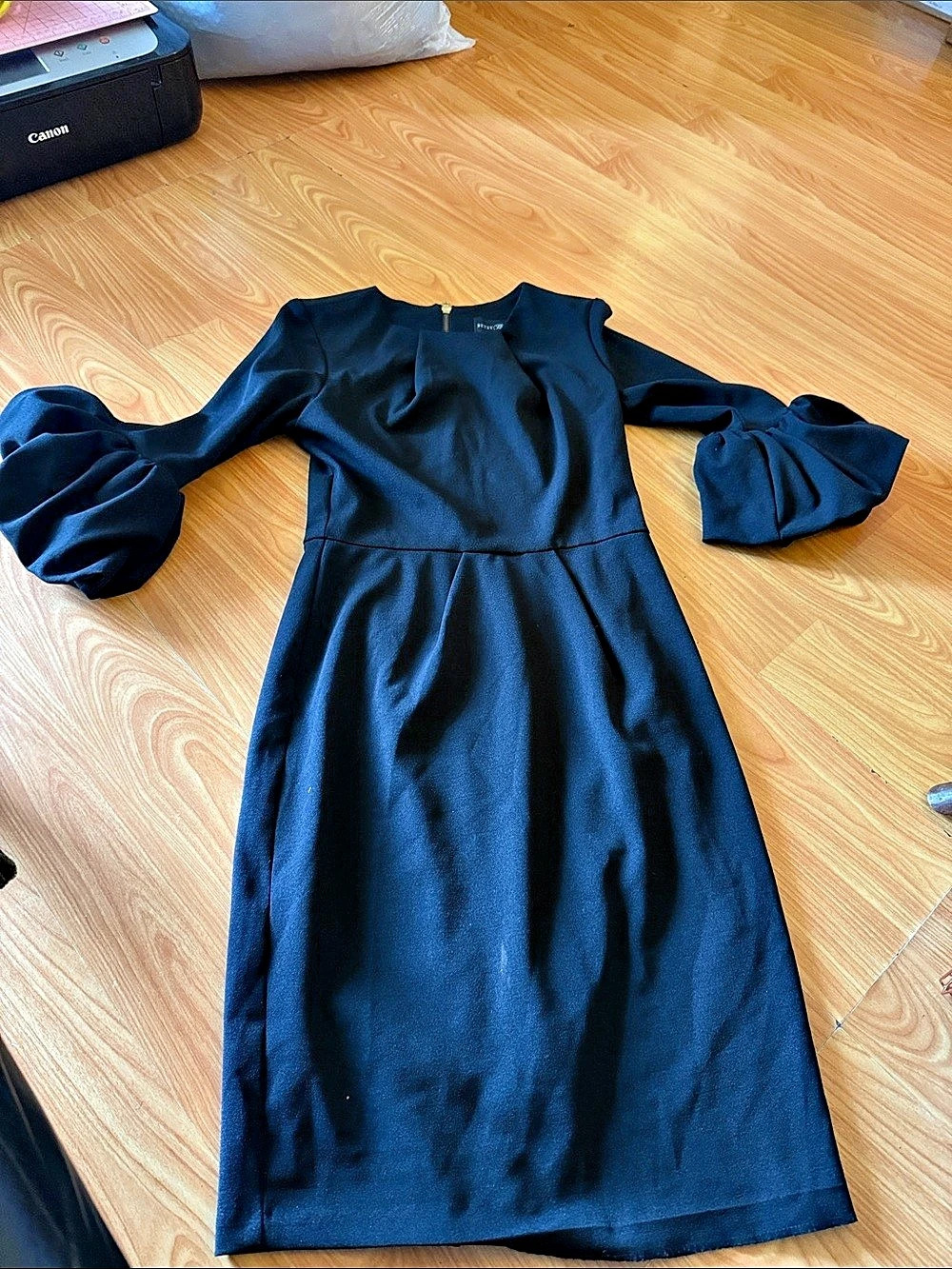 Betsy & Adam Women's Puff Sleeve Midi Dress in Blue